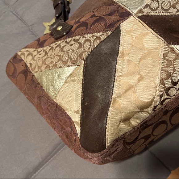 Coach purse brown and gold mixed materials in great condition! - Picture 2 of 16